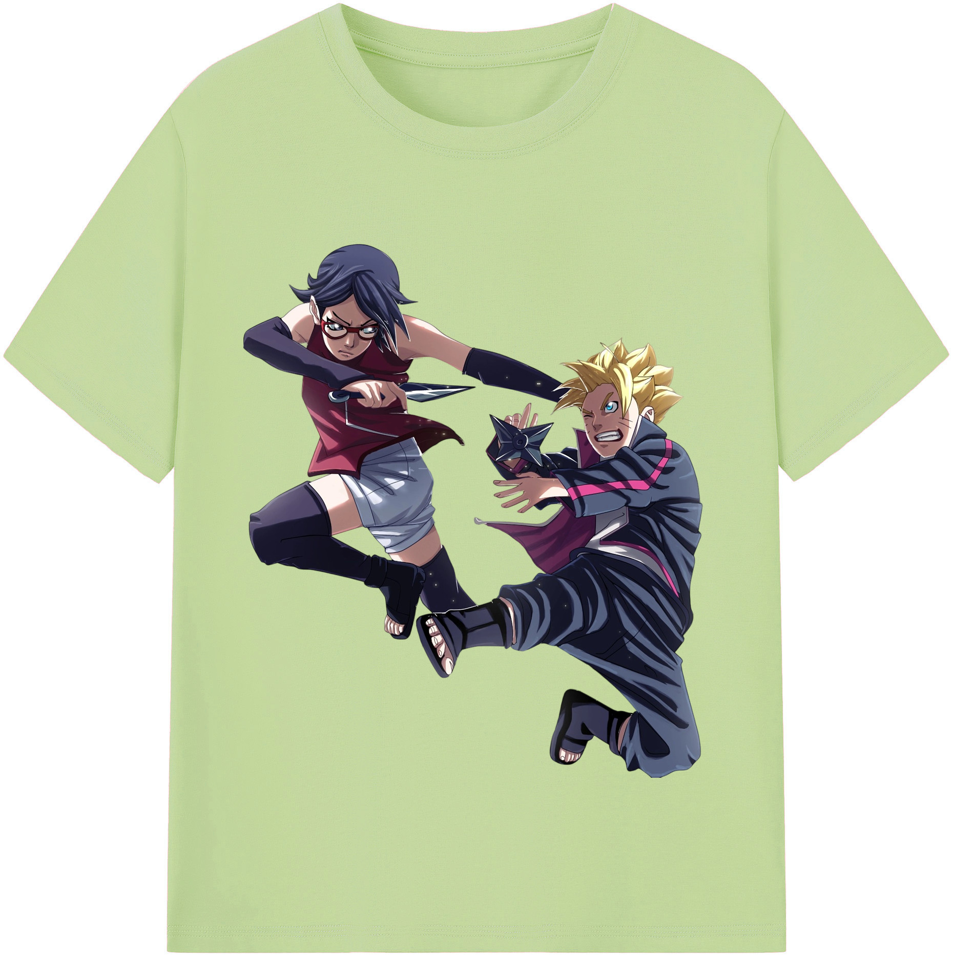 （画像用） NARUTO -ナルト- うちは サラダ Uchiha Sarada 綿100％半袖Tシャツ（フロントプリント）